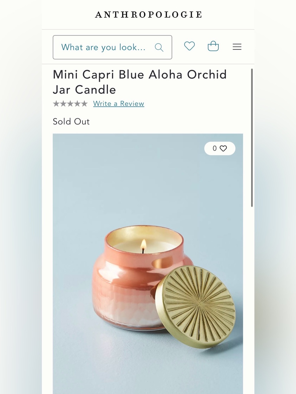 Anthropologie Capri Blue Aloha Orchid Coral mini Jar with Gold Lid New